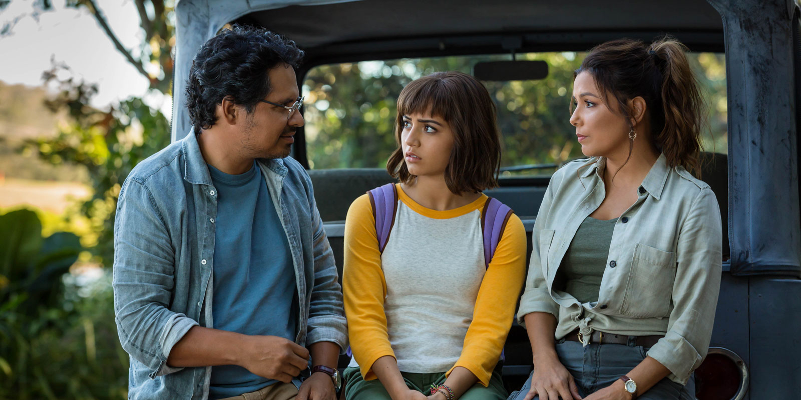 Michael Peña, Isabela Moner and Eva Longoria