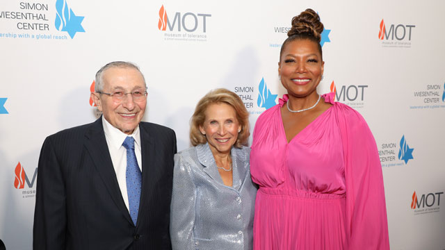 Rabbi Marvin Hier, founder of the Simon Wiesenthal Center, Shari Redstone, and Queen Latifah, who was the emcee of the evening and star of “The Equalizer” on CBS