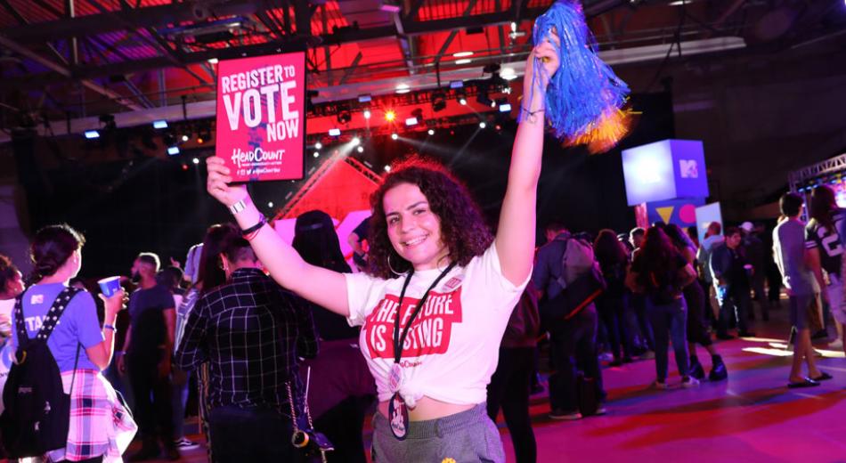 Person attending MTV's +1 the Vote