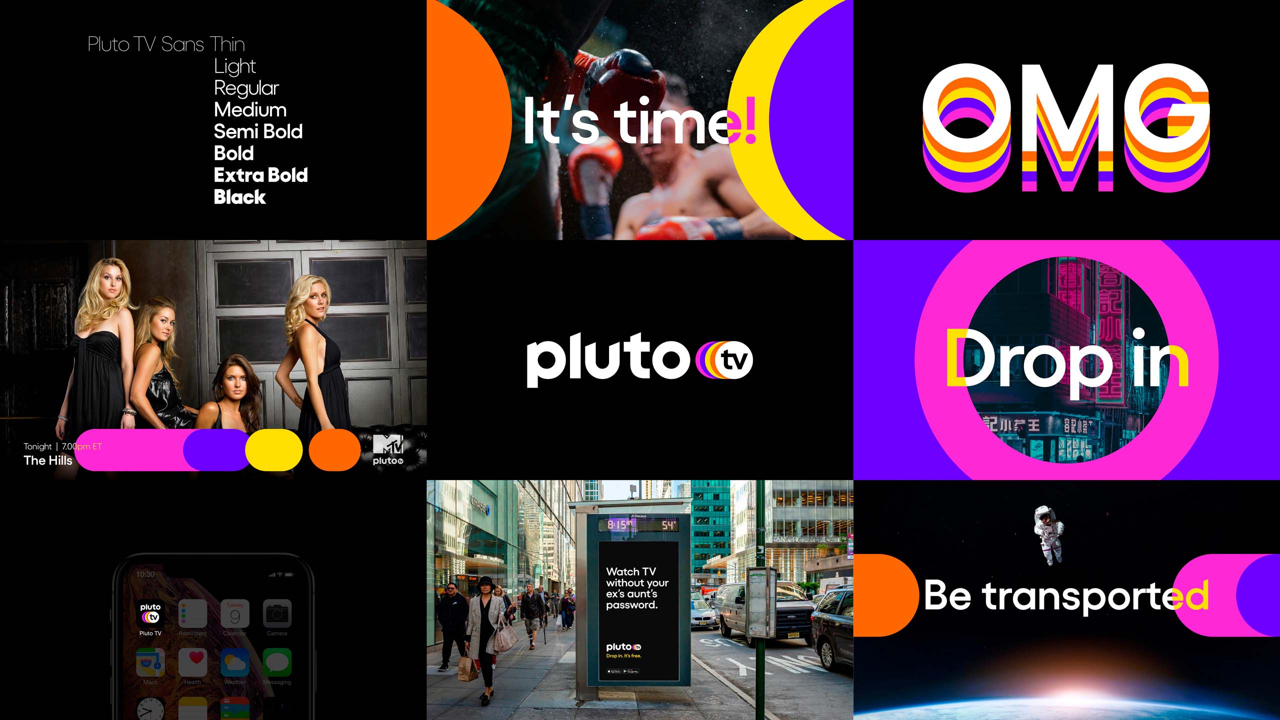 Pluto TV grid of all the graphics/pictures used in the article