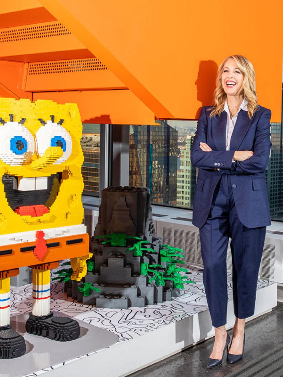 Pam Kaufman with SpongeBob Squarepants