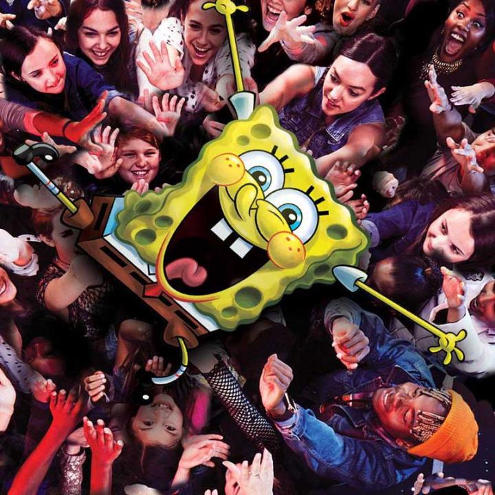 SpongeBob with a crowd